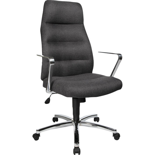 TOPSTAR Chefsessel Chairman 70 44-55cm Synchronmechanik mit Armlehnen Rolle hart gebremst (für Teppichboden) Stahl, verchromt anthrazit