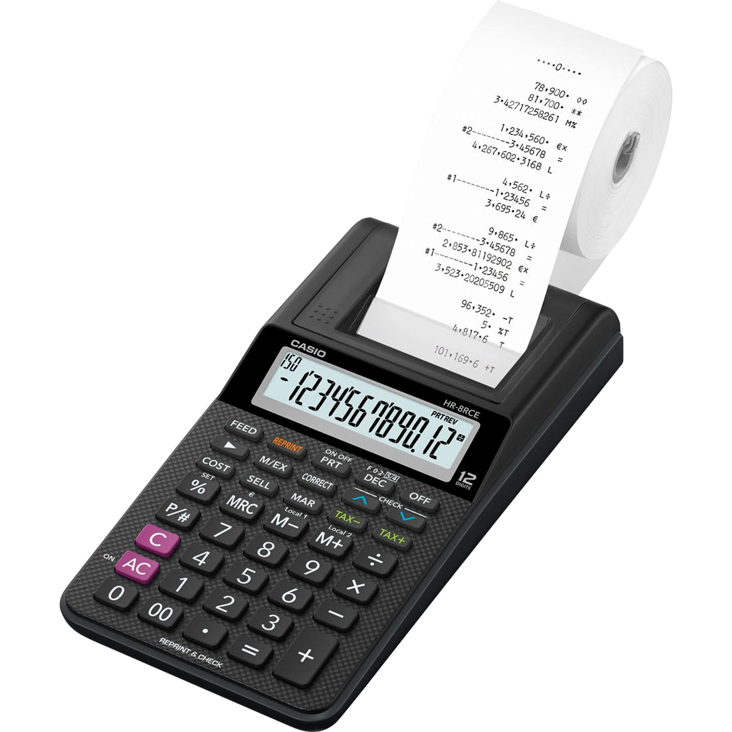 CASIO® Tischrechner HR-8RCE schwarz 102 x 42 x 209 mm (B x H x T) Batterie, Netzbetrieb schwarz