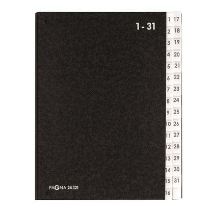 PAGNA Pultordner Classic DIN A4 1-31 Hartpappe schwarz 32 Fächer