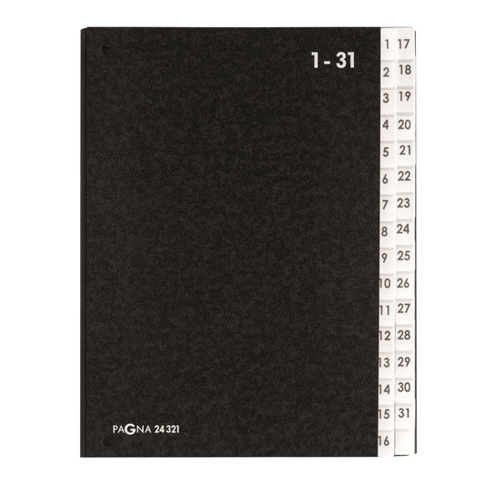 PAGNA Pultordner Classic DIN A4 1-31 Hartpappe schwarz 32 Fächer