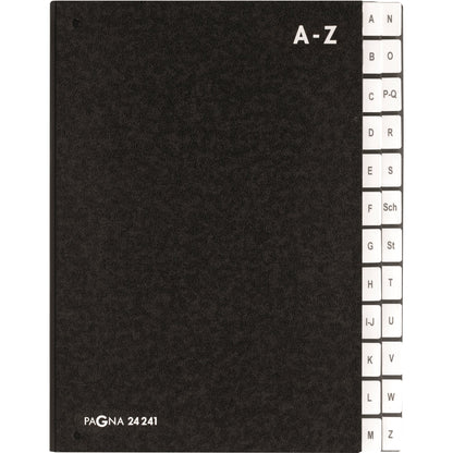 PAGNA Pultordner Classic DIN A4 A-Z Hartpappe, 80 % recycelt schwarz 24 Fächer