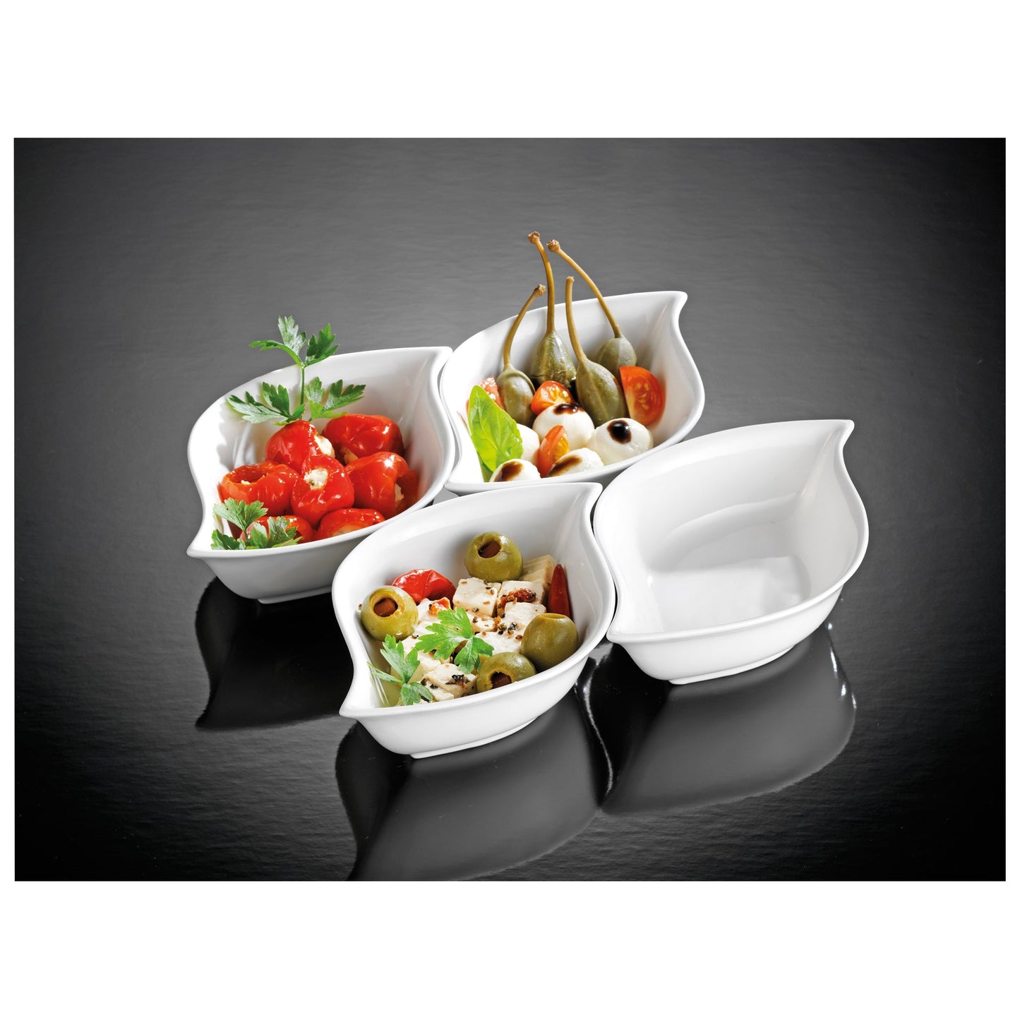 Esmeyer® Servierschale JOLIE 16 x 10 x 4 cm (B x H x L) Porzellan weiß 4 St./Pack.
