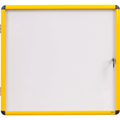 Bi-office Schaukasten Enclore Ultrabrite Innenbereich 50 x 67 x 3,5 cm (B x H x T) 4 x DIN A4 mit Schloss Aluminium gelb
