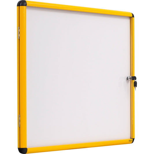 Bi-office Schaukasten Enclore Ultrabrite Innenbereich 50 x 67 x 3,5 cm (B x H x T) 4 x DIN A4 mit Schloss Aluminium gelb