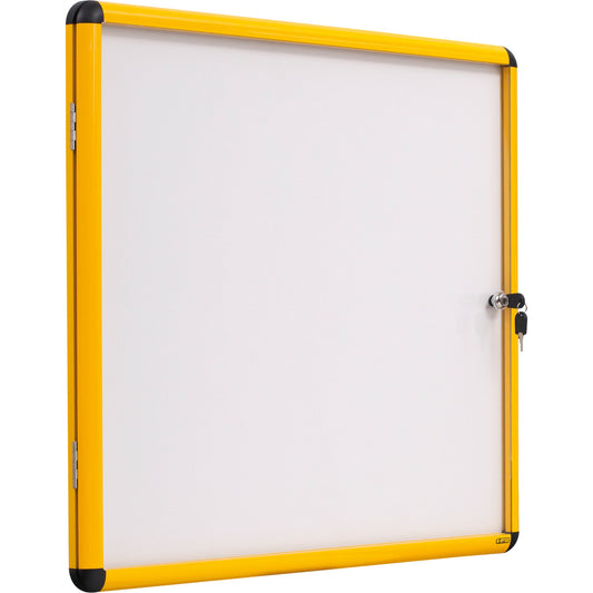 Bi-office Schaukasten Enclore Ultrabrite Innenbereich 72 x 98 x 3,5 cm (B x H x T) 9 x DIN A4 mit Schloss Aluminium gelb