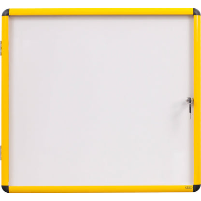 Bi-office Schaukasten Enclore Ultrabrite Innenbereich 72 x 98 x 3,5 cm (B x H x T) 9 x DIN A4 mit Schloss Aluminium gelb