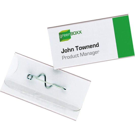 DURABLE Namensschild 60 x 30 mm (B x H) Wellennadel transparent 100 St./Pack.