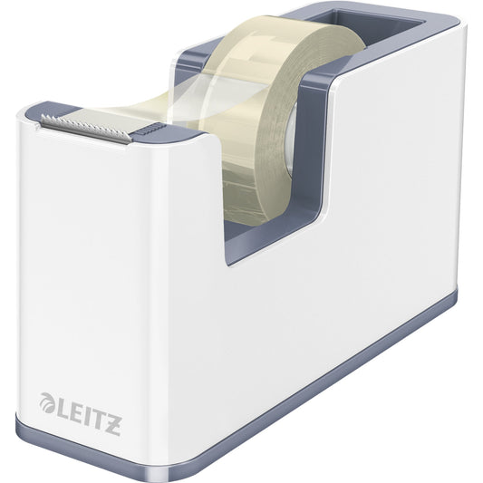 Leitz Tischabroller WOW Duo Colour 19 mm x 33 m (B x L) inkl. 1 Rolle Klebeband mit Lösungsmittel grau/weiß