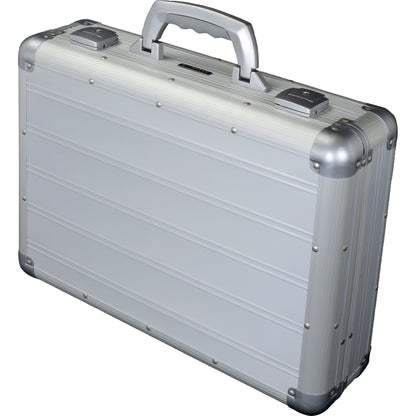 ALUMAXX® Aktenkoffer VENTURE 44,5 x 31,5 x 12 cm (B x H x T) 45,5 x 33,5 x 13,5 cm (B x H x T) herausnehmbarem Inlay mit Tabletfach, Smartphone-Hülle, acht Visitenkarten-/Kreditkartenfächer, zwei Fächer für SD-Karten, Netzfach, Einsteckfach Aluminium simt