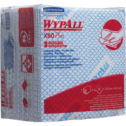 WYPALL* Wischtücher X80 Plus 33,5 x 34,5 cm (B x L) 83 % Zellstoff, 17 % Polypropylen blau 30 St./Pack.