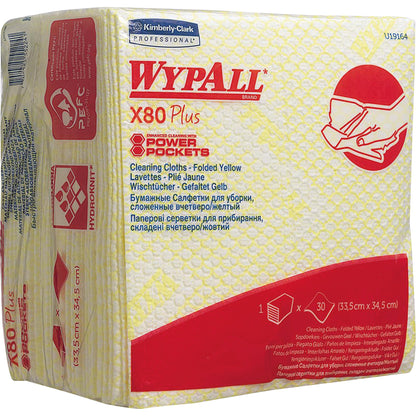 WYPALL* Wischtücher X80 Plus 33,5 x 34,5 cm (B x L) 83 % Zellstoff, 17 % Polypropylen gelb 30 St./Pack.
