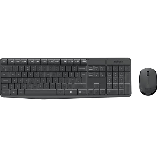 Logitech Tastatur-Maus-Set MK235 QWERTZ Windows® universell USB-A bis 10m inkl. Nano-USB-Empfänger schwarz