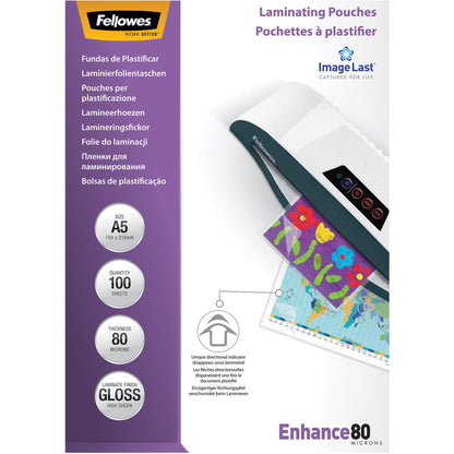 Fellowes® Laminierfolie ImageLastT Enhance 80 154 x 210 mm (B x H) DIN A5 80µm glänzend 100 St./Pack.