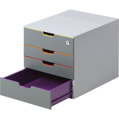 DURABLE Schubladenbox VARICOLOR® 4 Safe 4 Schubladen DIN A4, DIN C4, Folio, Letter ABS Kunststoff/Polystyrol Gehäusefarbe: grau Farbe der Schublade: anthrazit/mehrfarbig
