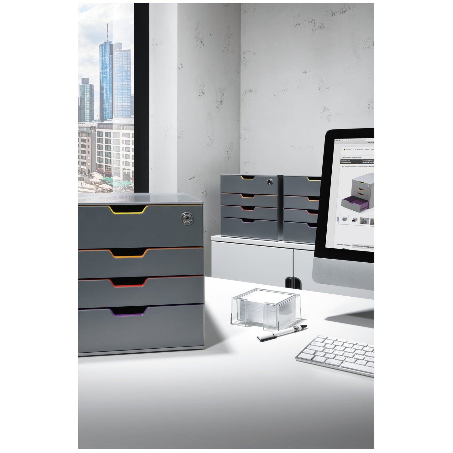 DURABLE Schubladenbox VARICOLOR® 4 Safe 4 Schubladen DIN A4, DIN C4, Folio, Letter ABS Kunststoff/Polystyrol Gehäusefarbe: grau Farbe der Schublade: anthrazit/mehrfarbig