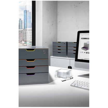 DURABLE Schubladenbox VARICOLOR® 4 Safe 4 Schubladen DIN A4, DIN C4, Folio, Letter ABS Kunststoff/Polystyrol Gehäusefarbe: grau Farbe der Schublade: anthrazit/mehrfarbig