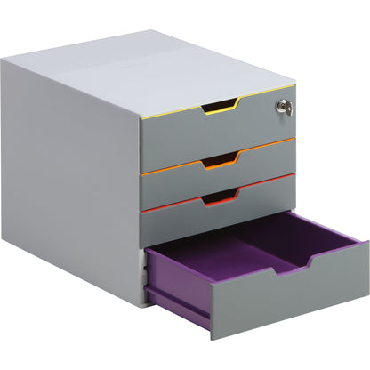 DURABLE Schubladenbox VARICOLOR® 4 Safe 4 Schubladen DIN A4, DIN C4, Folio, Letter ABS Kunststoff/Polystyrol Gehäusefarbe: grau Farbe der Schublade: anthrazit/mehrfarbig