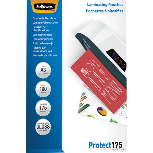 Fellowes® Laminierfolie Protect 175 308 x 428 mm (B x H) DIN A3 175µm glänzend 100 St./Pack.