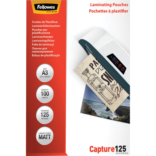 Fellowes® Laminierfolie Capture 125 306 x 428 mm (B x H) DIN A3 125µm matt 100 St./Pack.