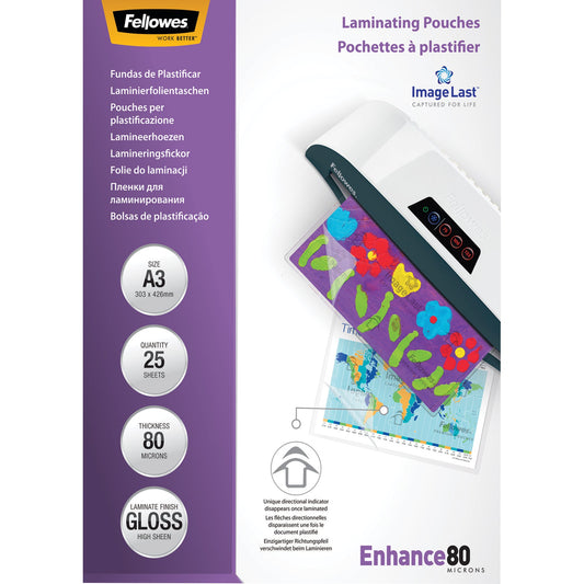 Fellowes® Laminierfolie ImageLastT Enhance 80 304 x 430 mm (B x H) DIN A3 80µm glänzend 25 St./Pack.