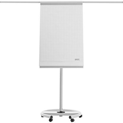 magnetoplan® Mobiles Flipchart de Luxe mit Ablageschale Rundfuß mit 5 Rollen Metall lichtgrau