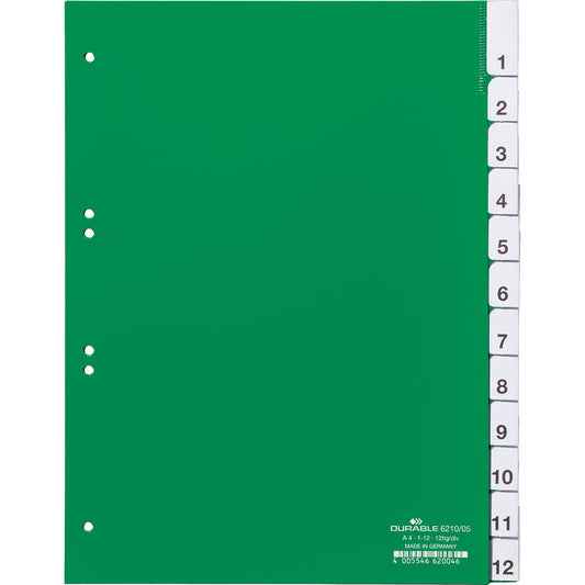DURABLE Zahlenregister DIN A4 1-12 PVC grün