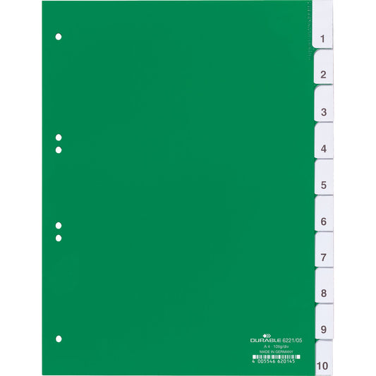 DURABLE Ordnerregister DIN A4 blanko Kunststoff grün 10 Registerblätter