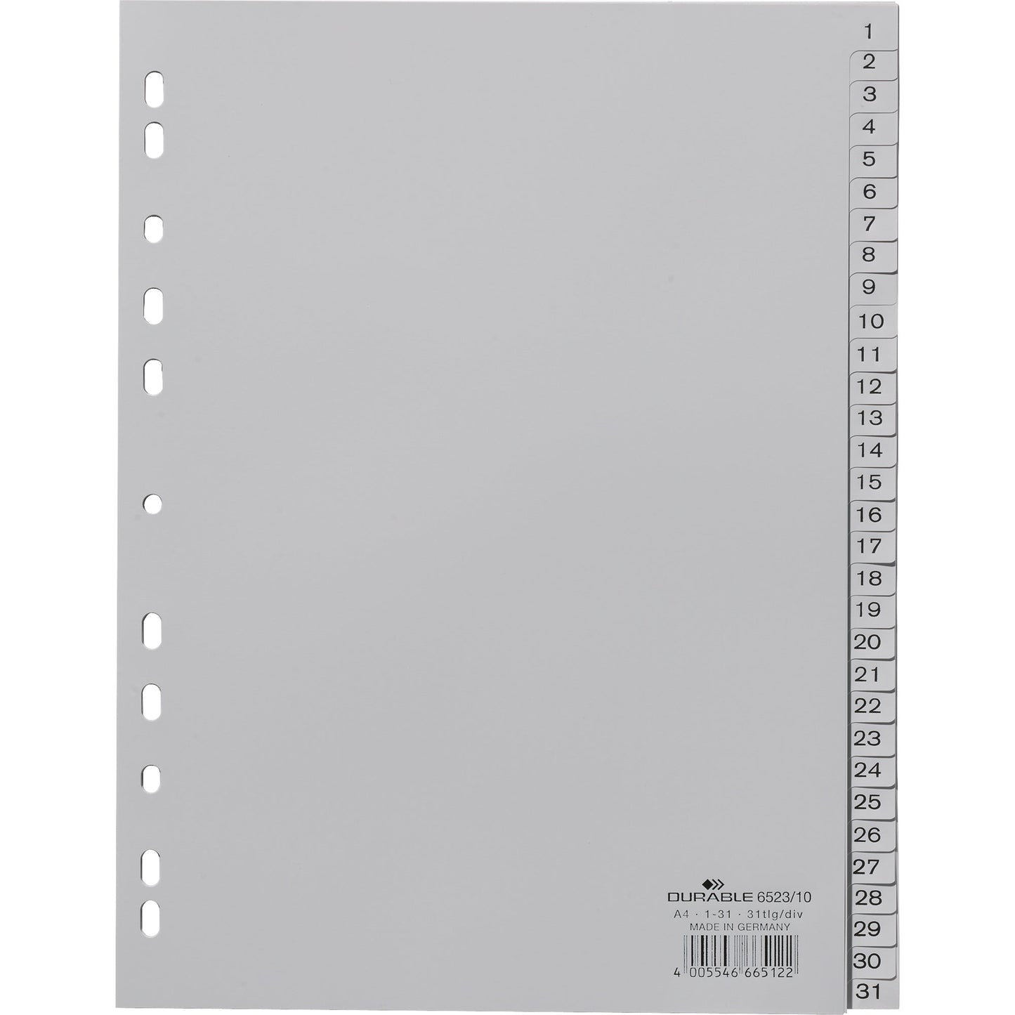 DURABLE Zahlenregister DIN A4 1-31 Polypropylen grau