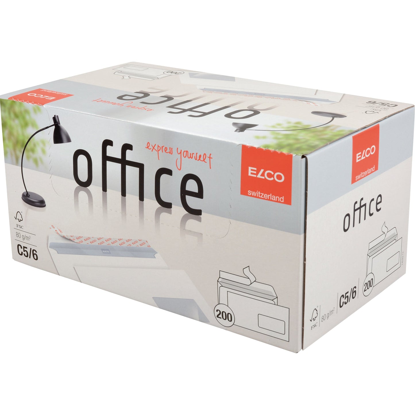 ELCO Briefumschlag Office DIN lang+ 229 x 114 mm (B x H) mit Haftklebung mit Fenster 80g/m² hochweiß 200 St./Pack.