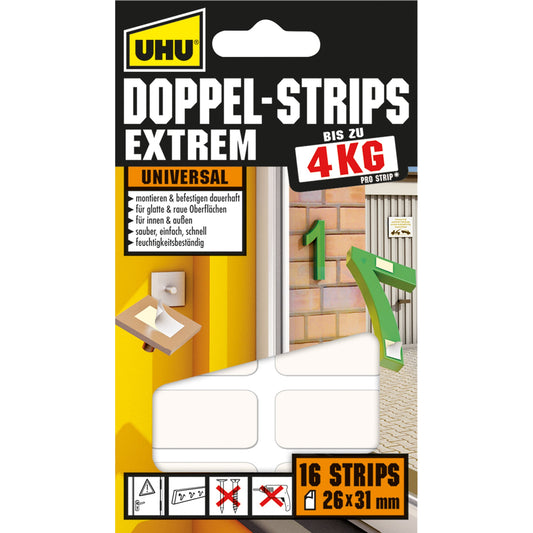UHU® Klebepad Extrem universell Innenbereich, Außenbereich 31 x 26 mm (B x L) transluzent 16 St./Pack.