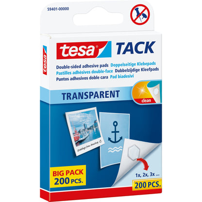 tesa® Klebepad TACK Transparent Papier, Pappe, Fotos 10 x 10 mm (B x L) transparent 200 St./Pack.