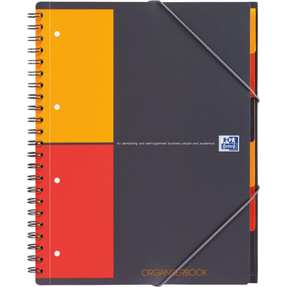Oxford Collegeblock International Organiserbook DIN A4+ kariert 80g/m² Polypropylen grau/orange/rot 80 Bl.