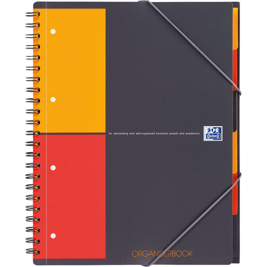 Oxford Collegeblock International Organiserbook DIN A4+ kariert 80g/m² Polypropylen grau/orange/rot 80 Bl.