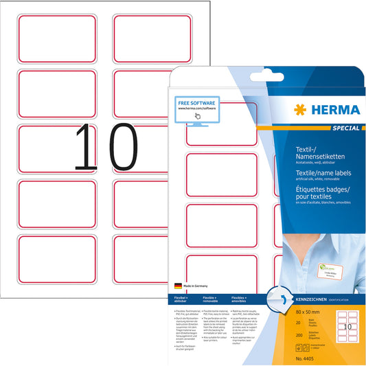HERMA Namensetikett SPECIAL 80 x 50 mm (B x H) Acetatseide weiß 200 Etik./Pack.