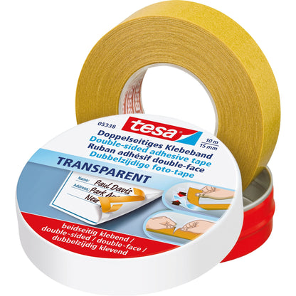 tesa® Klebeband Doppelband 15 mm x 10 m (B x L) beidseitig klebend Acrylat transparent