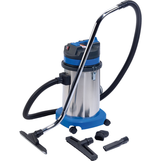 Nass- und Trockensauger 30-1-STB 1.200W 3,5m inkl. Saugschlauch, 2 Verbindungsmuffen, 2-teil. Metallrohr, Trockensaugdüse, Nasssaugdüse, Textildüse, Fugendüse, Möbelpinsel, 1 Vlies-Filterbeutel WE895002