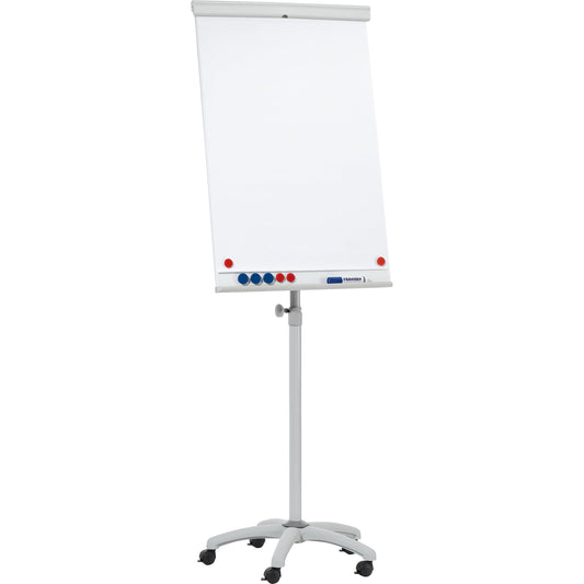 FRANKEN Mobiles Flipchart X-tra!Line mit Ablageschale Sternfuß mit 5 Rollen Stahl grau