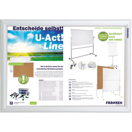 FRANKEN Bilderwechselrahmen Security Feuerfest 32,8 x 45,1 x 1,2 cm (B x H x T) DIN A3 Aluminium silber