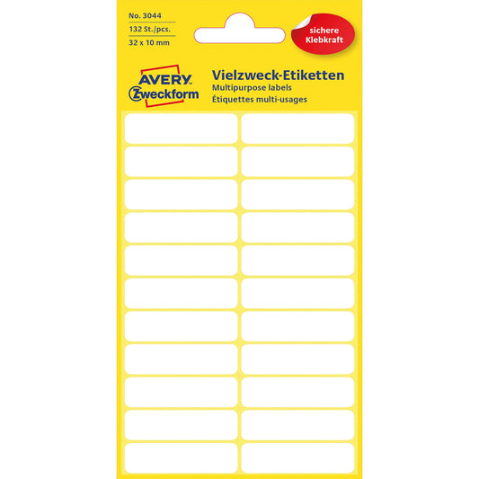 Avery Zweckform Universaletikett 32 x 10 mm (B x H) nicht wieder ablösbar Papier weiß 132 Etik./Pack.
