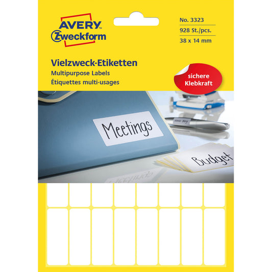 Avery Zweckform Universaletikett 38 x 14 mm (B x H) nicht wieder ablösbar Papier weiß 928 Etik./Pack.