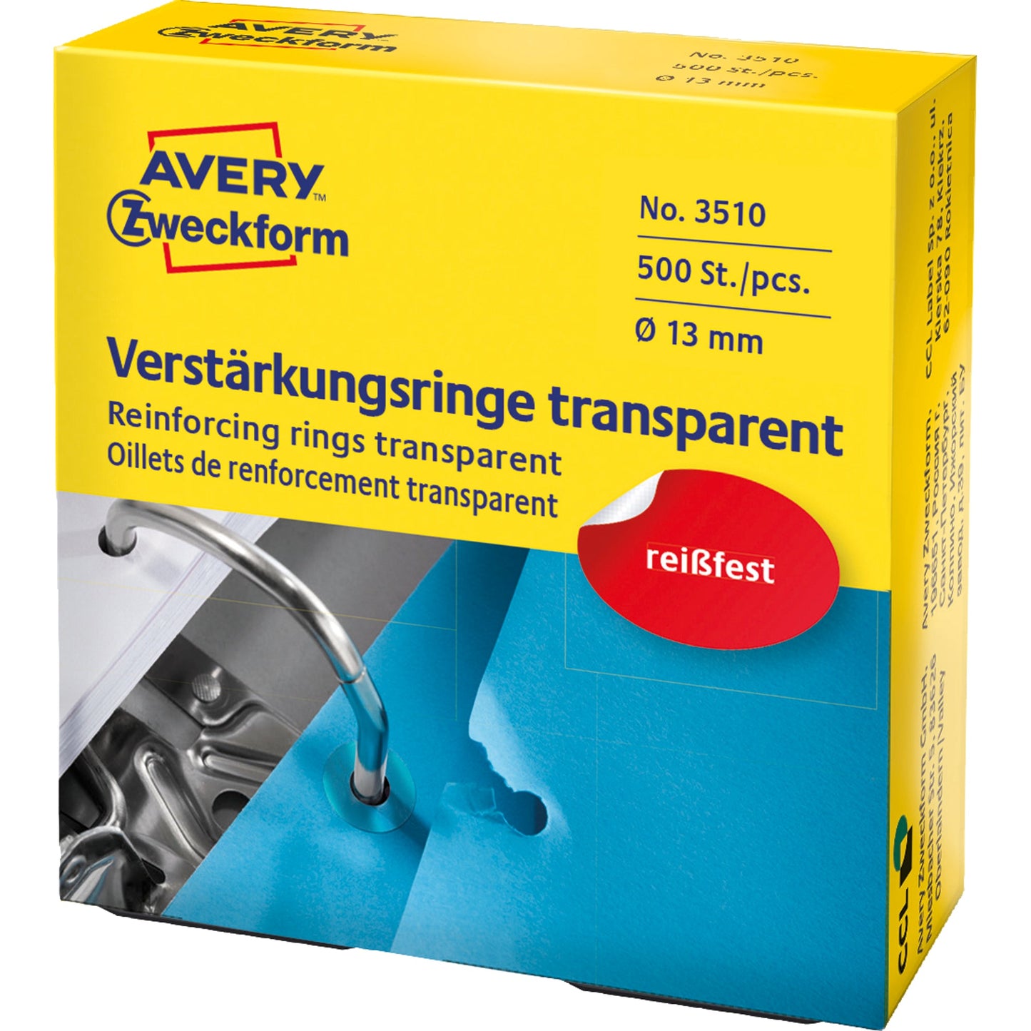 Avery Zweckform Lochverstärkungsringe 13mm transparent 500 St./Pack.