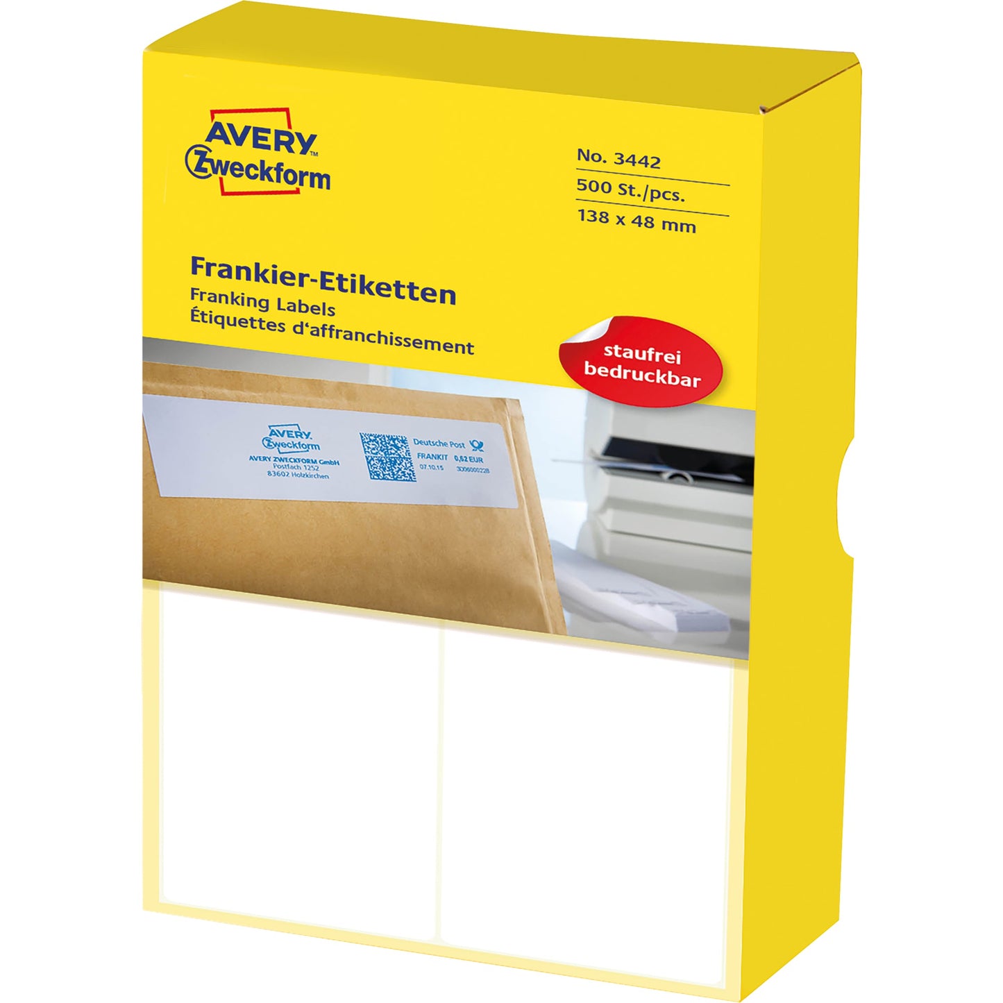 Avery Zweckform Frankieretikett 138 x 48 mm (B x H) Papier weiß 500 Etik./Pack.