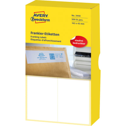 Avery Zweckform Frankieretikett 163 x 43 mm (B x H) Papier weiß 500 Etik./Pack.