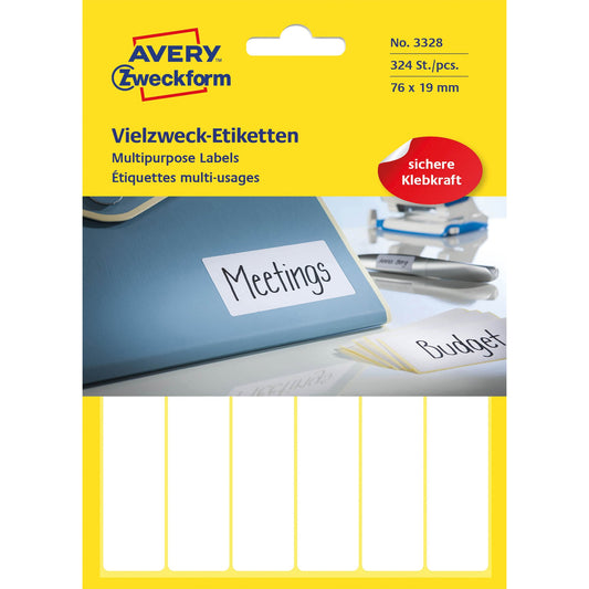 Avery Zweckform Universaletikett 76 x 19 mm (B x H) nicht wieder ablösbar Papier weiß 324 Etik./Pack.