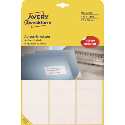 Avery Zweckform Adressetikett 67 x 38 mm (B x H) Papier weiß 420 Etik./Pack.