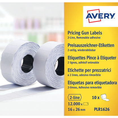 Avery Zweckform Auszeichnungsetikett 26 x 16 mm (B x H) Papier weiß 1.200 Etik./Rl. 12.000 Etik./Pack.