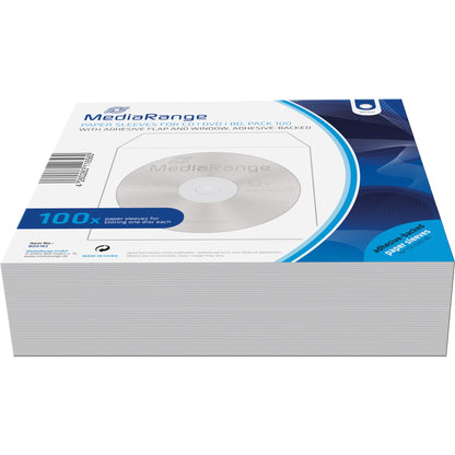 MediaRange CD/DVD Hülle 12,4 x 12,4 cm (B x H) Papier/Kunststoff weiß 100 St./Pack.