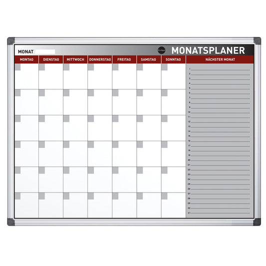Bi-office Monatsplaner Earth 90 x 60 cm (B x H) 1 Monat inkl. Marker, Magnete Aluminium weiß