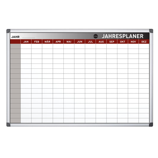 Bi-office Jahresplaner Earth 90 x 60 cm (B x H) 12 Monate inkl. Marker, Magnete Aluminium weiß