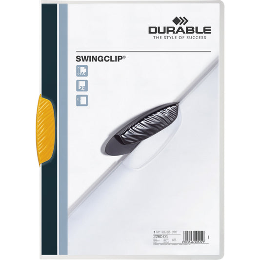 DURABLE Klemmmappe SWINGCLIP® DIN A4 Polypropylen Farbe der Rückseite: transparent Farbe der Klemme: gelb